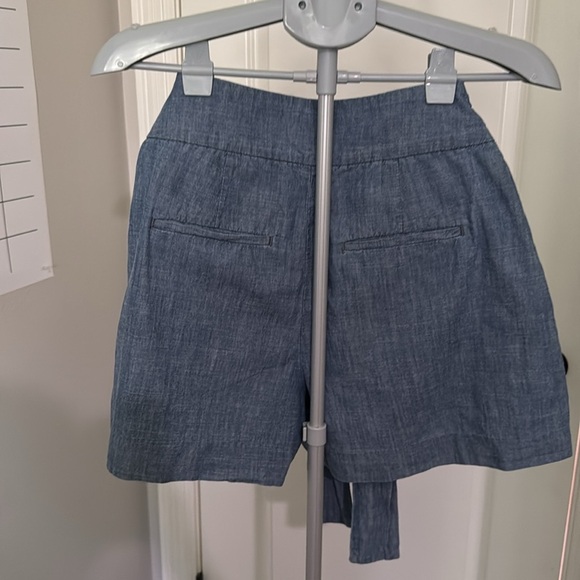 J. Crew Chambray Blue High Waist Shorts with Tie Belt size 6 - Picture 4 of 11